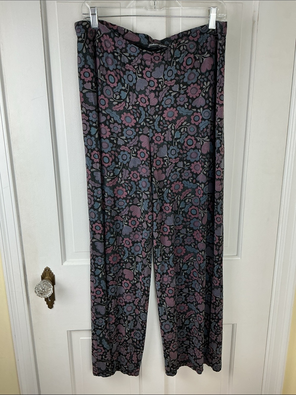 Gudrun Sjoden Floral Wide Leg Elastic Waist Pull On Pants